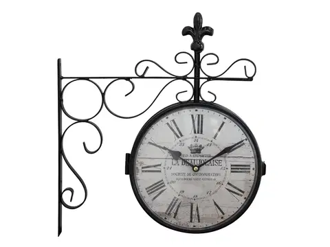 Hodiny Černé antik nástěnné hodiny La Beaujolaise – 36*8*41cm/ 2*AA Chic Antique 22031924
