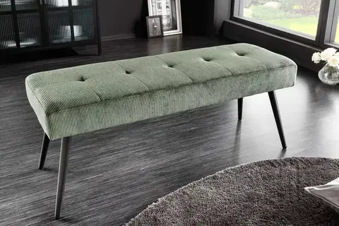 Lavice do jídelny LuxD Designová lavice Bailey 100 cm zelený manšestr