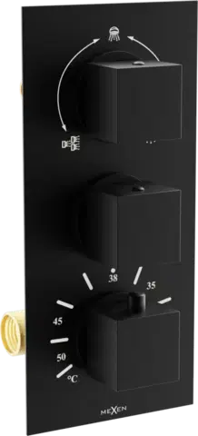Vodovodní baterie Termostatická podomítková baterie MEXEN CUBE vanovo - sprchová černá