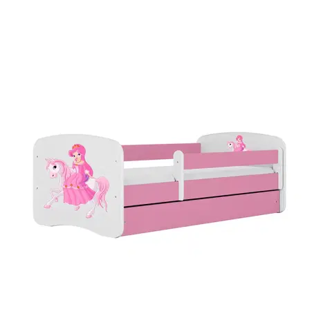 Dětské postýlky Kocot kids Dětská postel Babydreams princezna na koni růžová, varianta 80x160, se šuplíky, s matrací