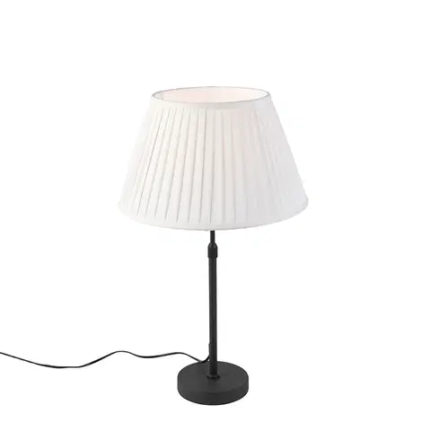 Stolni lampy Stolní lampa černá s skládaným odstínem krémová 35 cm nastavitelná - Parte