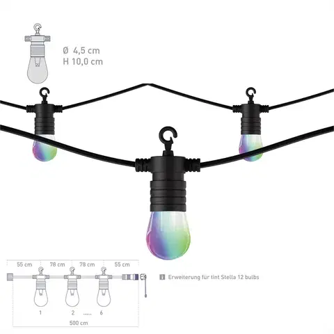 Světelné venkovní řetězy tint LED světelný řetěz tint Stella Extension rozšíření