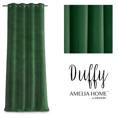 Záclony Závěs AmeliaHome Duffy lahvově zelený, velikost 140x250