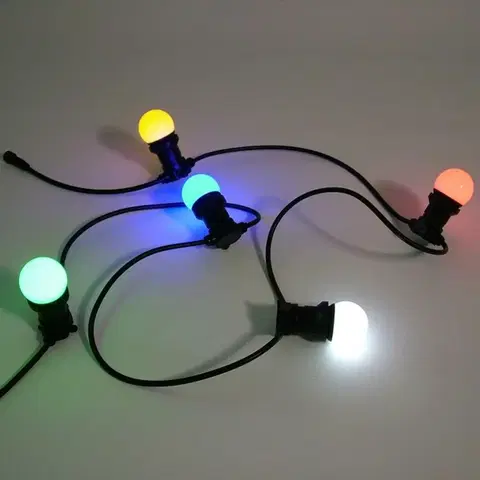 Venkovní řetězy DecoLED Světelná girlanda pro žárovky s paticí E27 - 10 m, 20 objímek, černý kabel