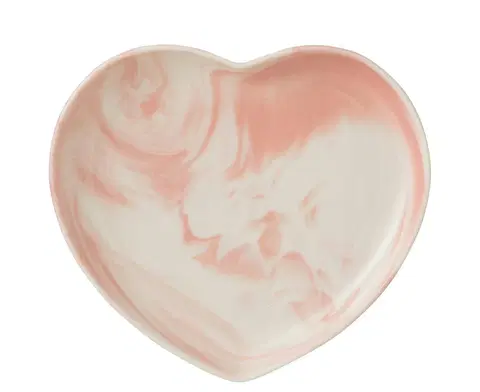 Talíře Krémovo-růžový porcelánový talíř ve tvaru srdce Heart -  23*21*3 cm J-Line by Jolipa 40103
