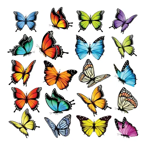 Samolepky na zeď Samolepící dekorace Butterflies, 30 x 30 cm