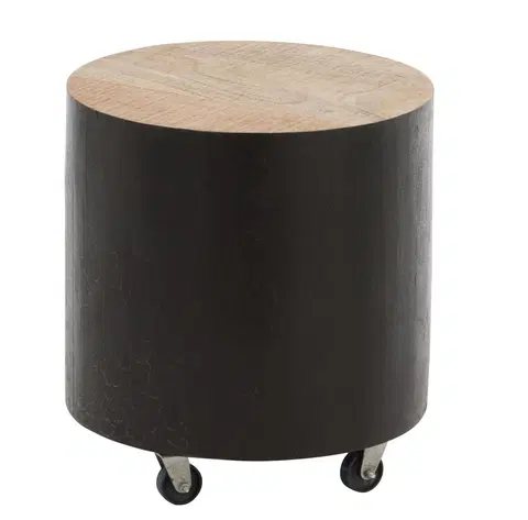 Konferenční stolky Dřevěný kulatý odkládací stolek na kolečkách Mirro - Ø 40*44cm J-Line by Jolipa 85214