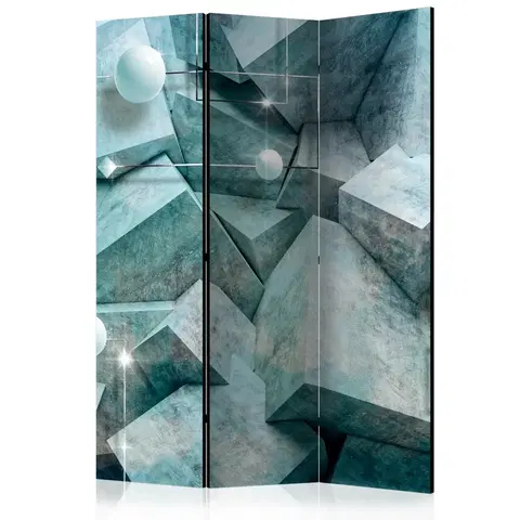 Paravány Paraván Concrete Cubes (Green) Dekorhome 135x172 cm (3-dílný)