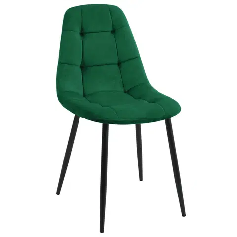 Židle Ak furniture Sametová čalouněná prošívaná židle Deta zelená