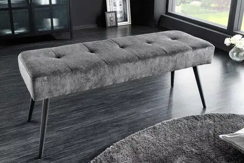 Lavice do jídelny LuxD Designová lavice Bailey 100 cm tmavě šedý manšestr