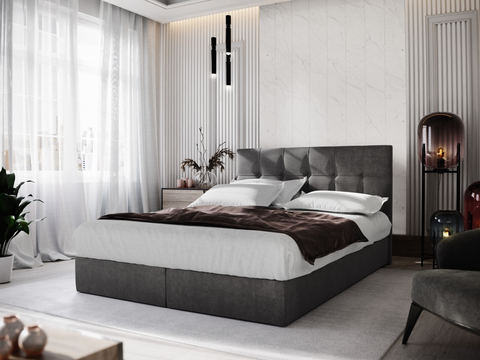 Postele Čalouněná postel GARETTI 180x200 cm, tmavě šedá