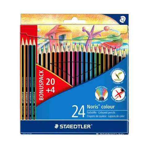 Hračky STAEDTLER - Farebné ceruzky, šesťhranné, Noris Colour, 20+4 rôznych farieb