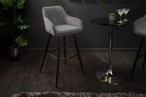 Barové židle LuxD Designová barová židle Esmeralda šedý samet
