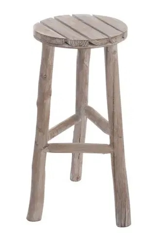 Stoličky Dřevěná stolička přírodní s bílou patinou - Ø 40*53 cm J-Line by Jolipa 67304