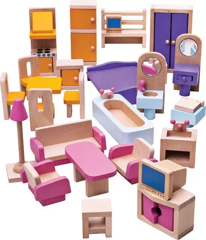 Dřevěné hračky Bigjigs Toys Dřevěný nábytek do domečku pro panenky DOLLS