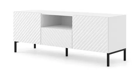 TV stolky ARTBm Tv stolek SURF 150 | 2D1S Provedení: Bílá mat / černé nohy