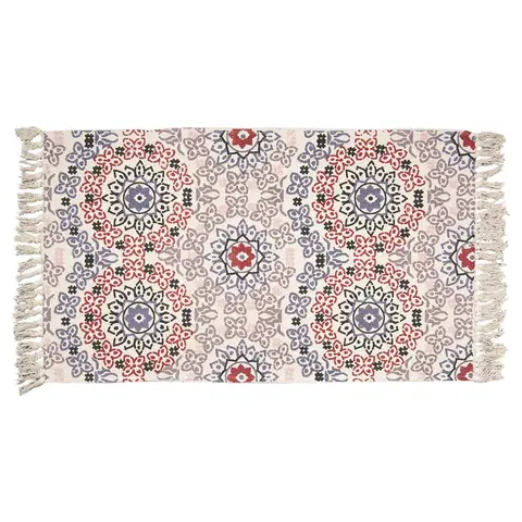 Koberce a koberečky Bavlněný koberec s barevnými ornamenty a třásněmi - 70*120 cm Clayre & Eef KT080.055