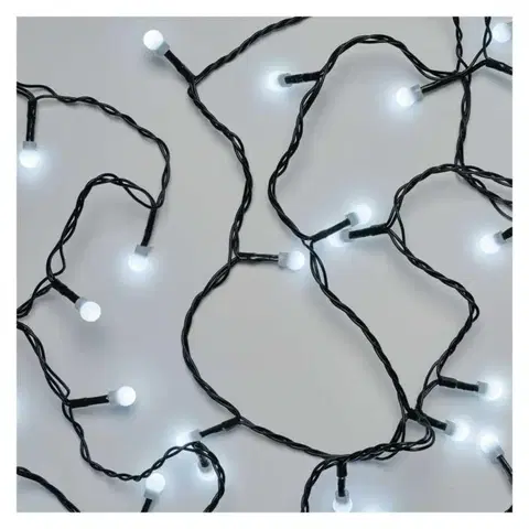 LED řetězy EMOS LED vánoční cherry řetěz – kuličky, 20 m, venkovní i vnitřní, studená bílá, časovač D5AC03