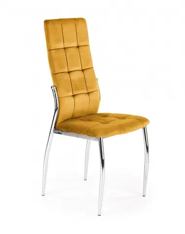 Židle HALMAR Jídelní židle K416 hořčicová/stříbrná
