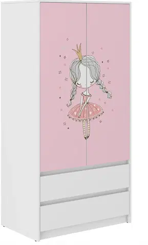Nábytek Dětská šatní skříň s princezničkou 180x55x90 cm
