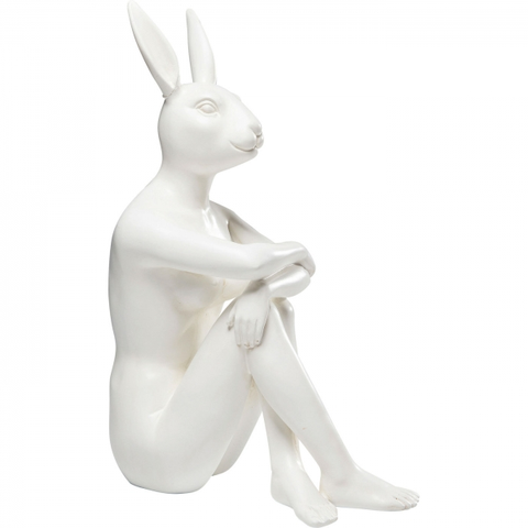 Sošky zajíců KARE Design Soška Zajíc sedící Gangster Bílá 39cm