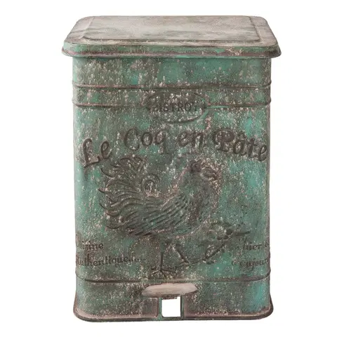 Odpadkové koše Zelený retro odpadkový koš s kohoutem - 26*30*35 cm/15L Clayre & Eef 6Y2572
