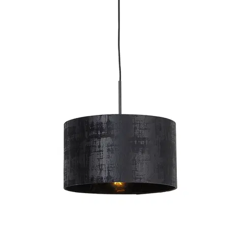 Zavesna svitidla Moderní závěsná lampa černá s černým odstínem 35 cm - Combi