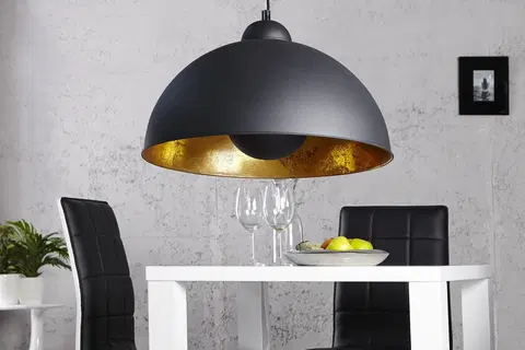 Luxusní designové závěsné lampy Estila Moderní elegantní závěsné svítidlo Studio černo-zlaté