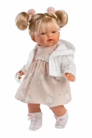 Hračky panenky LLORENS - 33140 ROBERTA - realistická panenka se zvuky a měkkým látkovým tělem - 33 cm
