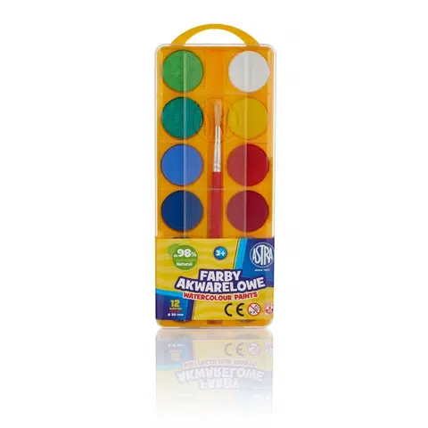 Hračky ASTRA - Vodové barvy se štětcem průměr 30mm, 12 barev, 83216904