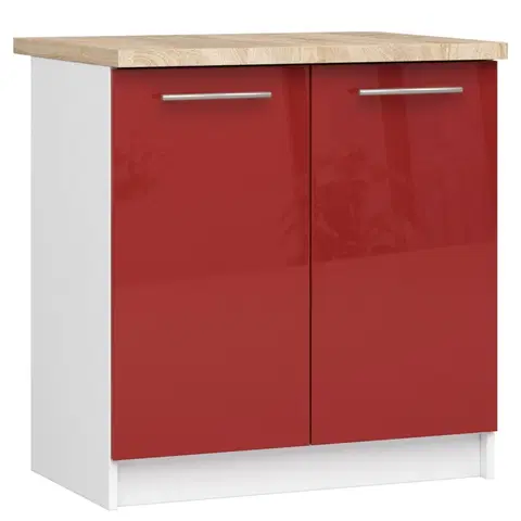 Kuchyňské dolní skříňky Ak furniture Kuchyňská skříňka Olivie S 80 cm 2D bílo-červená