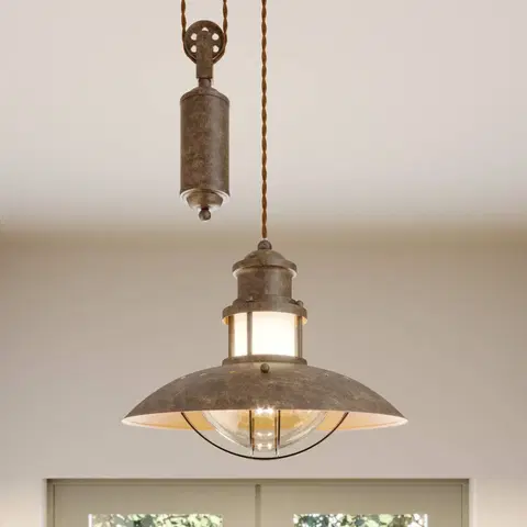 Závěsná světla Lindby Výškově nastavitelná kladková lampa Louisanne