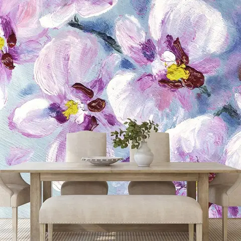 Tapety s imitací maleb Tapeta romantické fialové květiny
