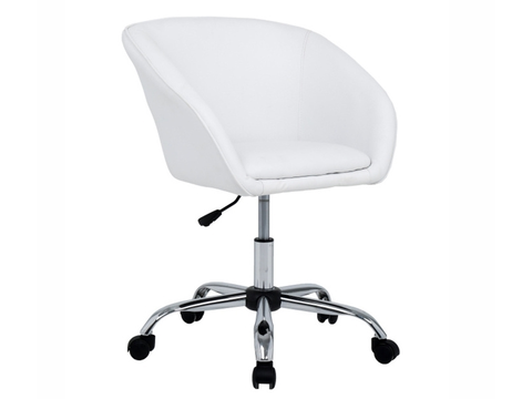 Kancelářské židle Designové kancelářské křeslo BANGGAI s výškově nastavitelným otočným sedadlem, bílá ekokůže/chrom