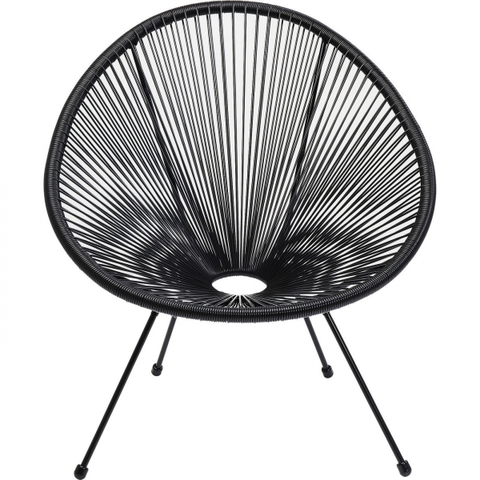 Židle s výpletem KARE Design Černé křeslo Acapulco