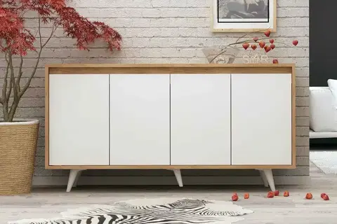 Komody Sofahouse Designová komoda Aasiya 140 cm dub bílý