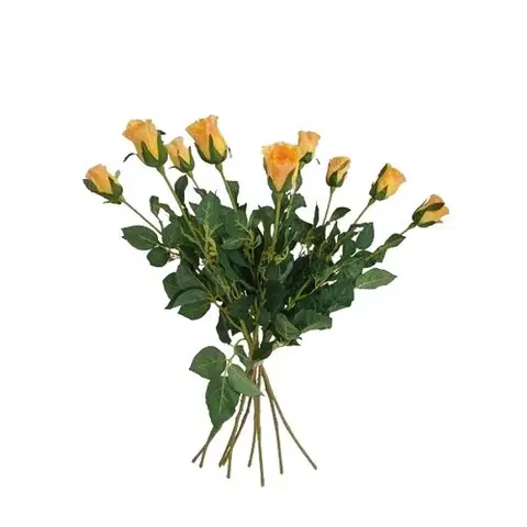 Květiny Umělá květina poupě Růže žlutá, 64 cm, 9 ks