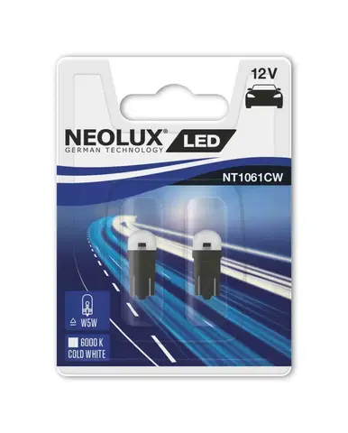 Autožárovky NEOLUX LED W5W 12V 0,5W W2,1x9,5d 6000K Bright White blistr 2ks NT1061CW-02B