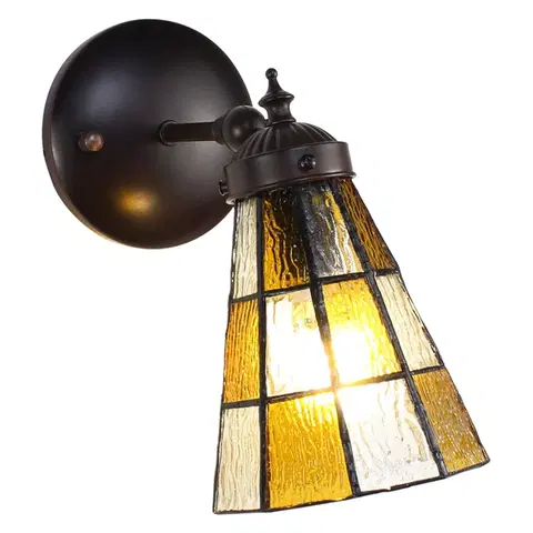 Svítidla Závěsná Tiffany lampa se žlutými detaily Chessboa - 17*12*23 cm E14/max 1*40W Clayre & Eef 5LL-6209