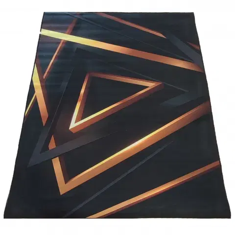 Moderní koberce Černý koberec se zlatým vzorem