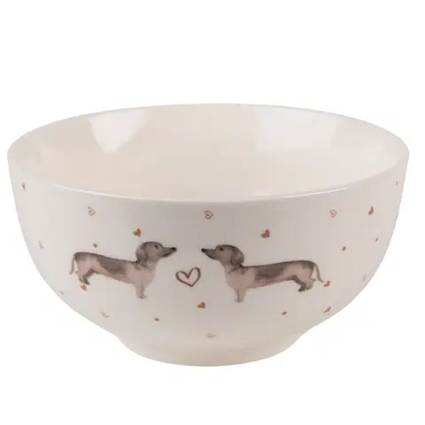 Mísy a misky Porcelánová miska s jezevčíkem Dachshund Love - Ø 14*7 cm Clayre & Eef DHLBO