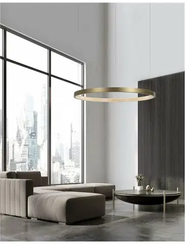 LED lustry a závěsná svítidla Nova Luce Elegantní závěsné LED svítidlo Vegas v luxusním zlatavém designu - 30 W LED, 1650 lm, pr. 850 mm NV 86016806
