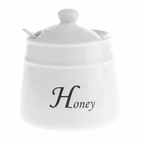 Příslušenství pro přípravu čaje a kávy Keramická dóza na med Honey se lžičkou, 530 ml
