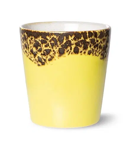Hrnky a šálky Žluto-hnědý retro hrnek na kávu Coffee 70s Solar - Ø7,5*8cm / 180ml  HKLIVING ACE7128