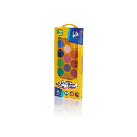 Hračky ASTRA - Vodové barvy se štětcem průměr 23,5mm 18 barev, 302118003
