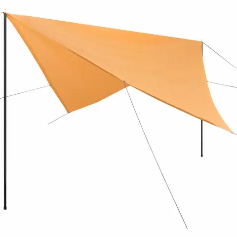 Stínící textilie Plachta proti slunci s tyčemi čtvercová 4x4 m Béžová