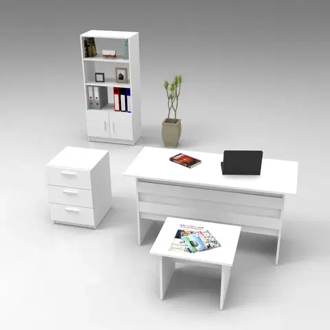 Kancelářské a psací stoly Set kancelářského nábytku VO11 bílý