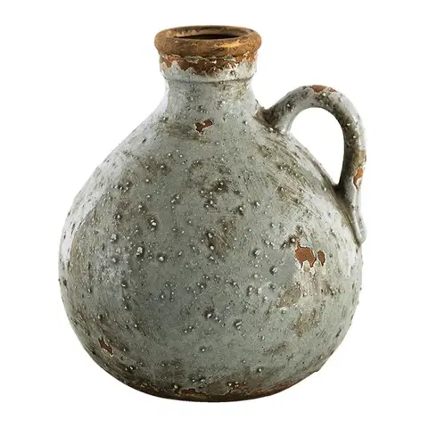 Dekorativní vázy Šedá keramická dekorativní váza s ouškem - 18*17*20 cm Clayre & Eef 6CE1425