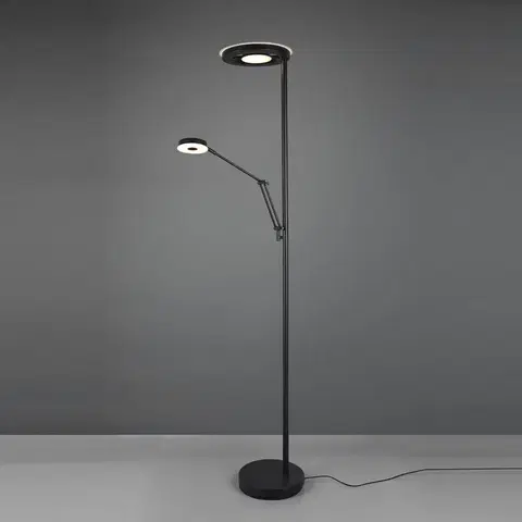 Osvětlení směrem nahoru Trio Lighting LED stojací lampa Barrie se čtecím světlem černá