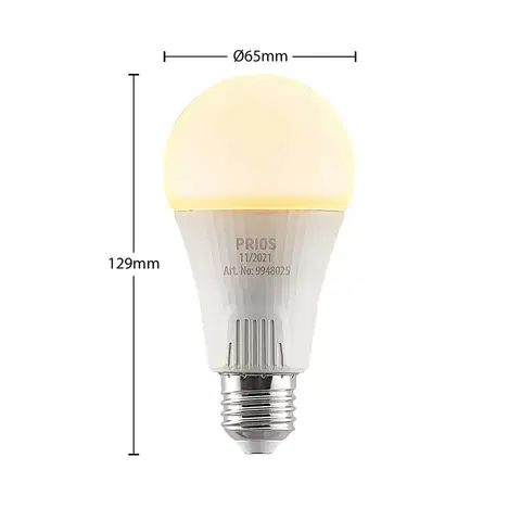 LED žárovky PRIOS LED žárovka E27 A65 15W bílá 2 700K sada 10 ks